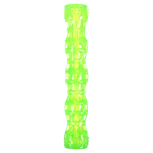 Dura-Squeaks Durable Non-Toxic TPR Bouncing Super Squeaky Dog Toy, Large Stick, Green