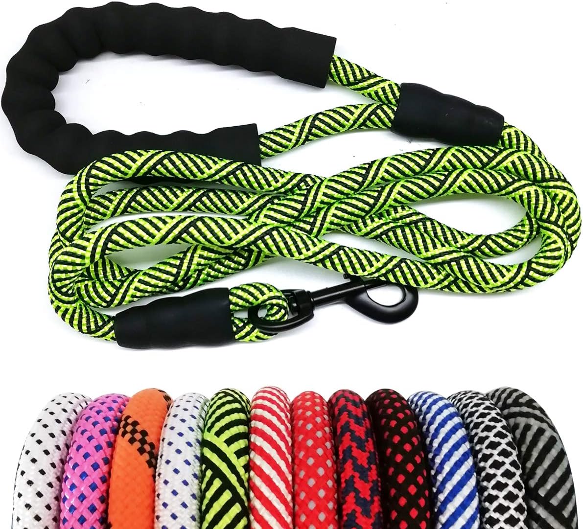 Heavy Duty Rope Dog Leash, 6 FT Nylon Pet Leash, Soft Padded Handle Thick Lead Leashes for Large Medium Dogs (Orange, 1/2" X 6Ft)