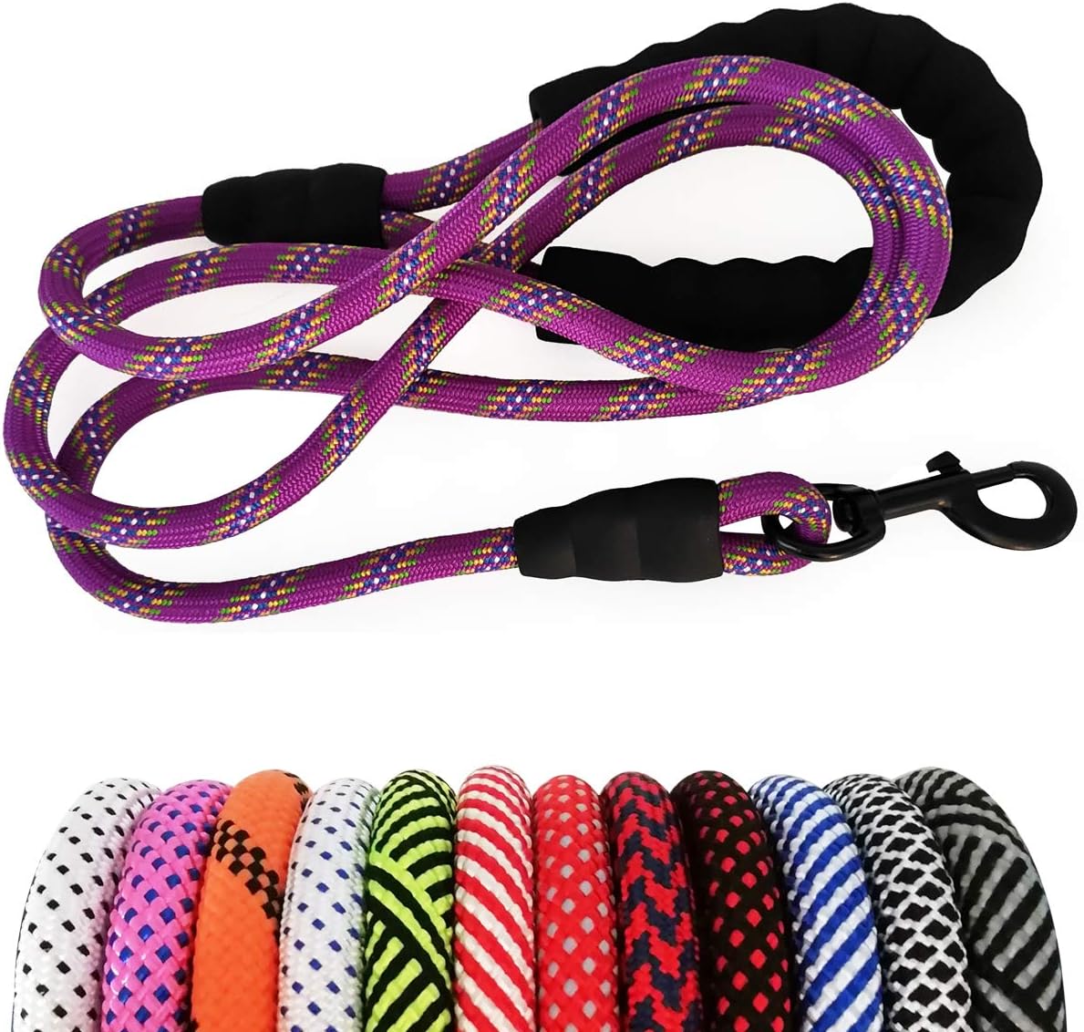 Heavy Duty Rope Dog Leash, 6 FT Nylon Pet Leash, Soft Padded Handle Thick Lead Leashes for Large Medium Dogs (Orange, 1/2" X 6Ft)