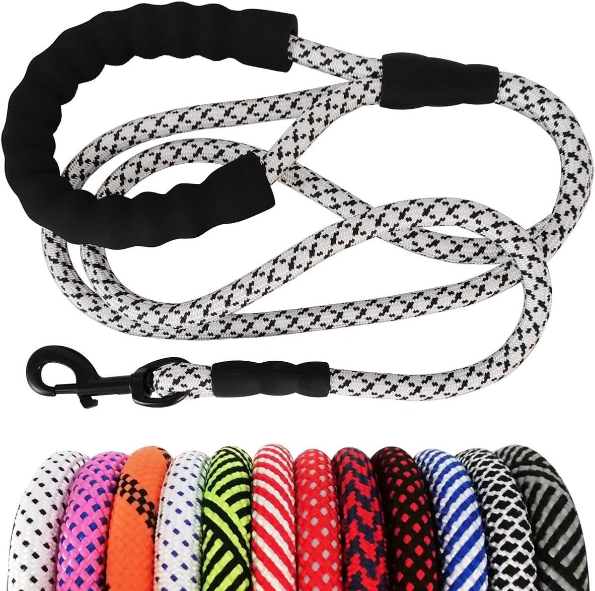 Heavy Duty Rope Dog Leash, 6 FT Nylon Pet Leash, Soft Padded Handle Thick Lead Leashes for Large Medium Dogs (Orange, 1/2" X 6Ft)