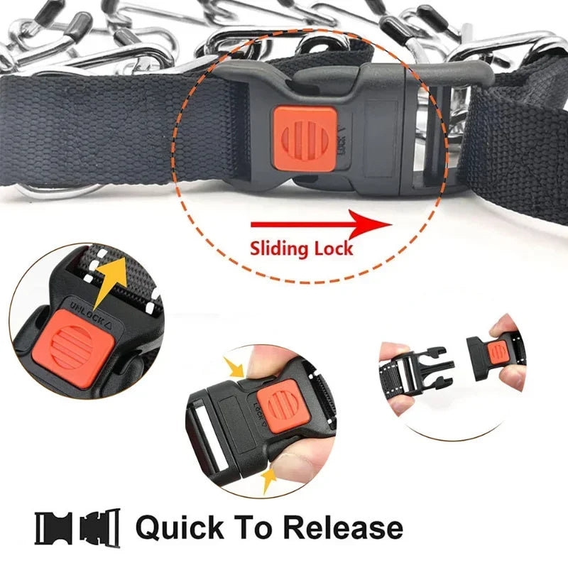 Professional Dog Training Prong Collar with Quick Release Buckle and Nylon Cover