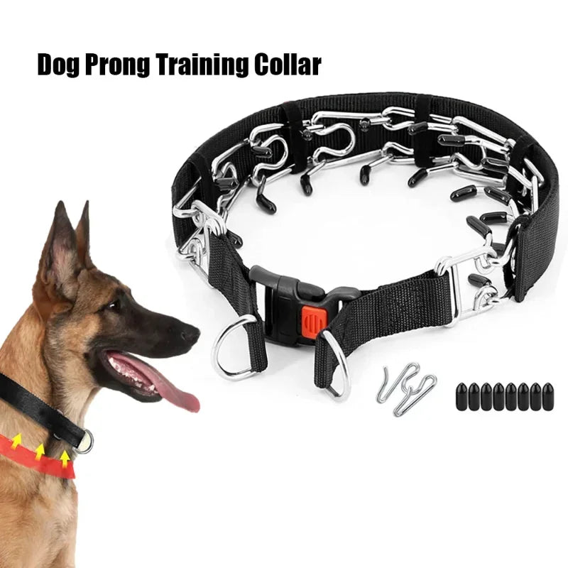 Professional Dog Training Prong Collar with Quick Release Buckle and Nylon Cover