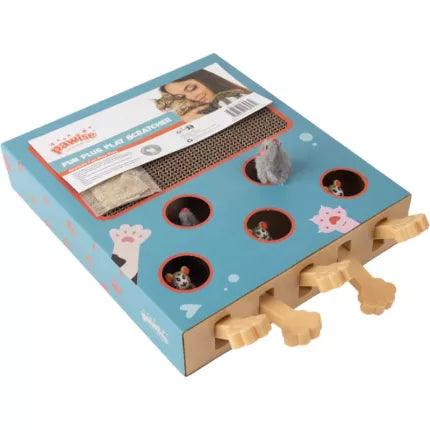 Cardboard scratching post and toy for cats - 35 x 26 x 6 cm