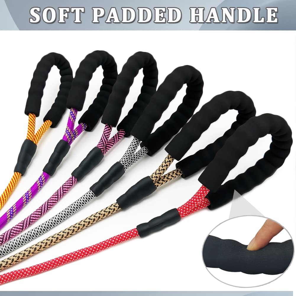 Heavy Duty Rope Dog Leash, 6 FT Nylon Pet Leash, Soft Padded Handle Thick Lead Leashes for Large Medium Dogs (Orange, 1/2" X 6Ft)