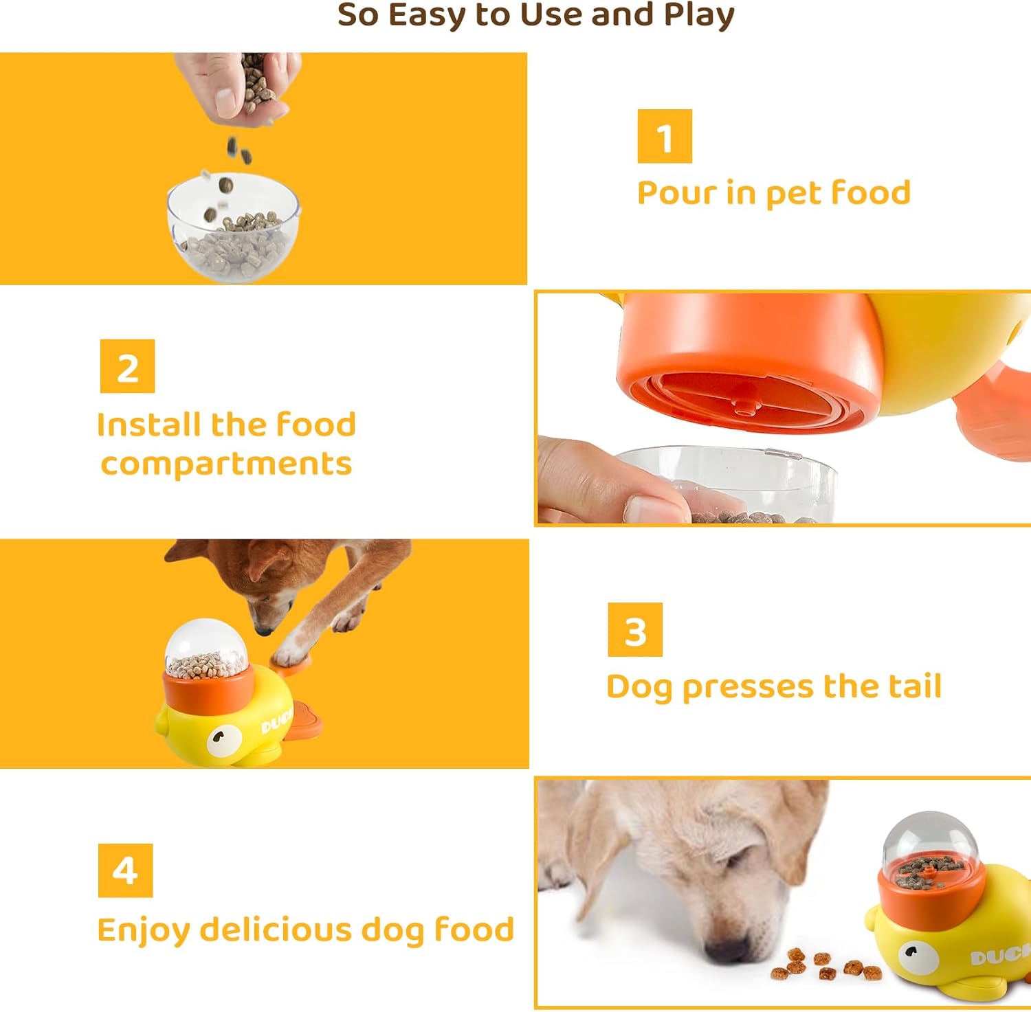 2-In-1 Interactive Slow Feeder Dog and Cat Slow Feeder Bowl Enrichment Toys Interactive Dog Toys Perfect for Small to Medium Puppy Duck-Shaped Puzzles Promotes IQ Training, Reduces Bloating