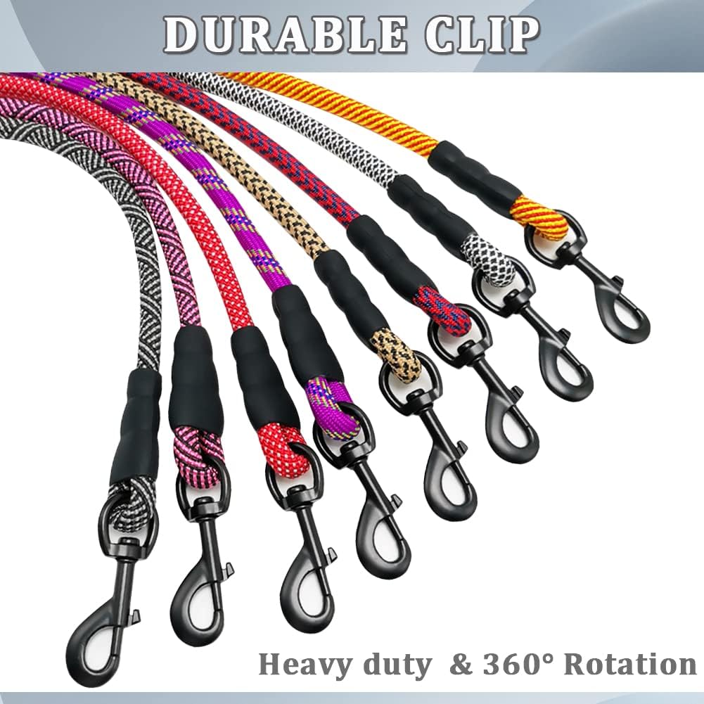 Heavy Duty Rope Dog Leash, 6 FT Nylon Pet Leash, Soft Padded Handle Thick Lead Leashes for Large Medium Dogs (Orange, 1/2" X 6Ft)