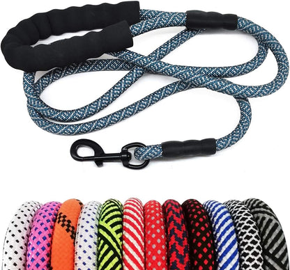 Heavy Duty Rope Dog Leash, 6 FT Nylon Pet Leash, Soft Padded Handle Thick Lead Leashes for Large Medium Dogs (Orange, 1/2" X 6Ft)