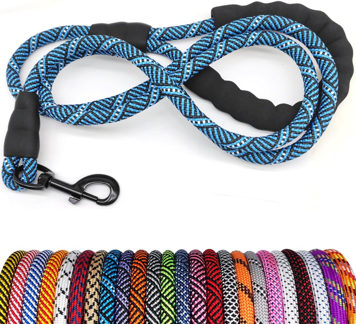 Heavy Duty Rope Dog Leash, 6 FT Nylon Pet Leash, Soft Padded Handle Thick Lead Leashes for Large Medium Dogs (Orange, 1/2" X 6Ft)