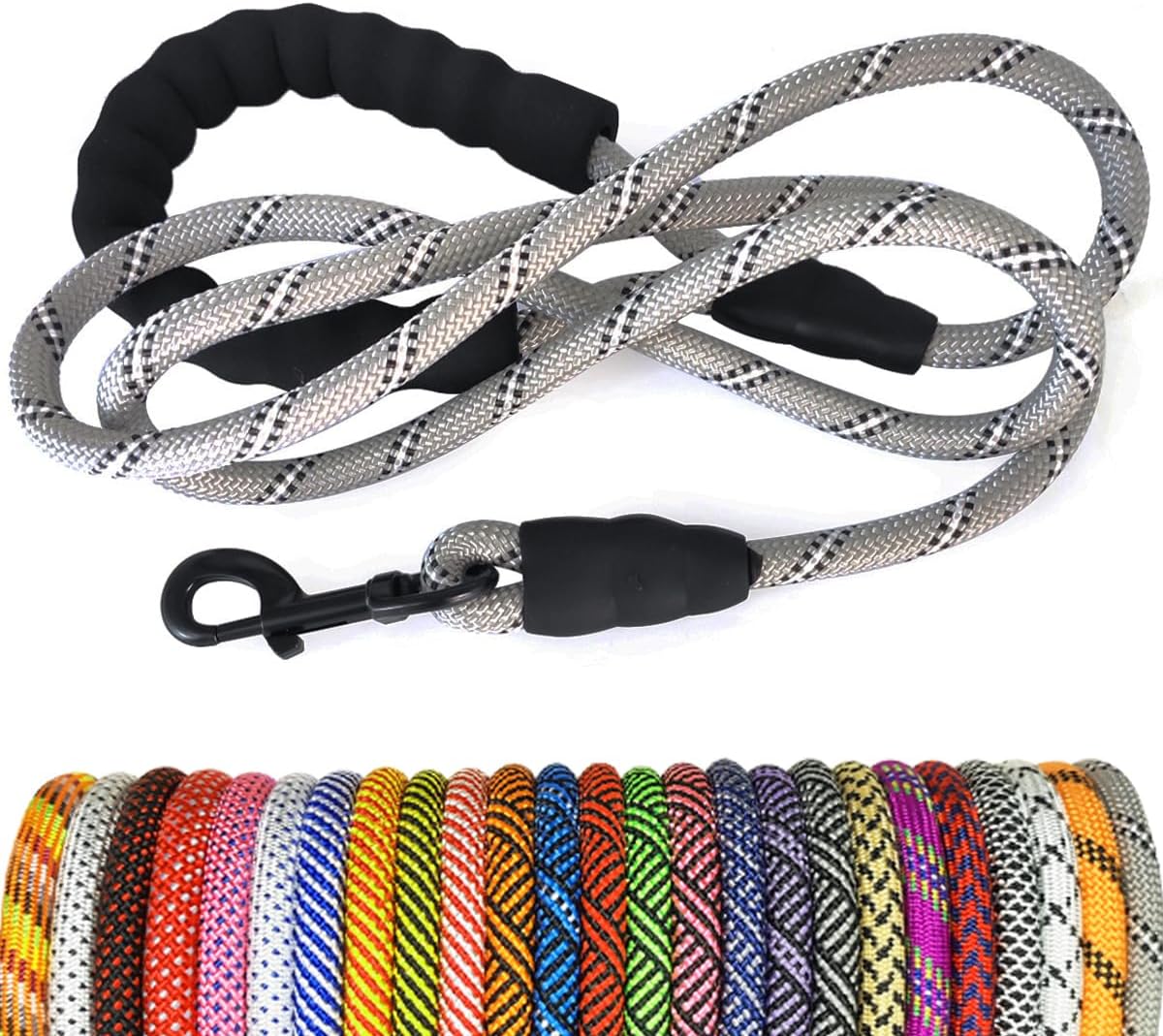 Heavy Duty Rope Dog Leash, 6 FT Nylon Pet Leash, Soft Padded Handle Thick Lead Leashes for Large Medium Dogs (Orange, 1/2" X 6Ft)