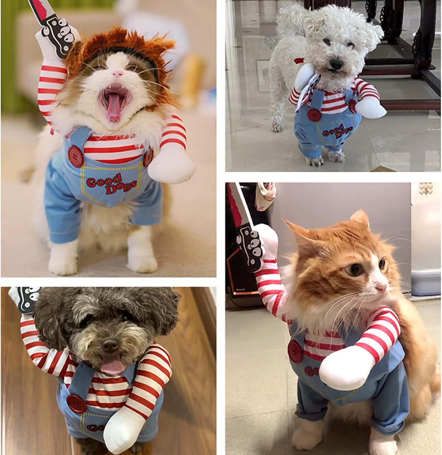 Pet Deadly Doll Dog Costume, Cosplay Halloween Christmas Funny Clothes Party Costume for Small Medium and Large Dogs (Small)