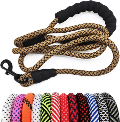 Heavy Duty Rope Dog Leash, 6 FT Nylon Pet Leash, Soft Padded Handle Thick Lead Leashes for Large Medium Dogs (Orange, 1/2" X 6Ft)