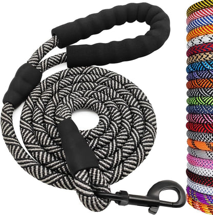 Heavy Duty Rope Dog Leash, 6 FT Nylon Pet Leash, Soft Padded Handle Thick Lead Leashes for Large Medium Dogs (Orange, 1/2" X 6Ft)