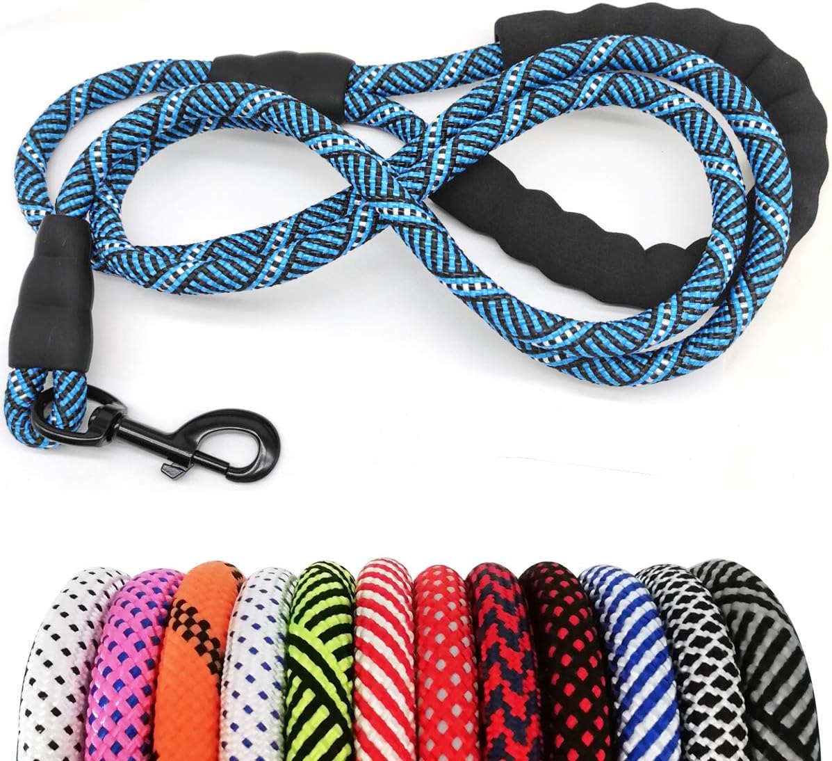 Heavy Duty Rope Dog Leash, 6 FT Nylon Pet Leash, Soft Padded Handle Thick Lead Leashes for Large Medium Dogs (Orange, 1/2" X 6Ft)