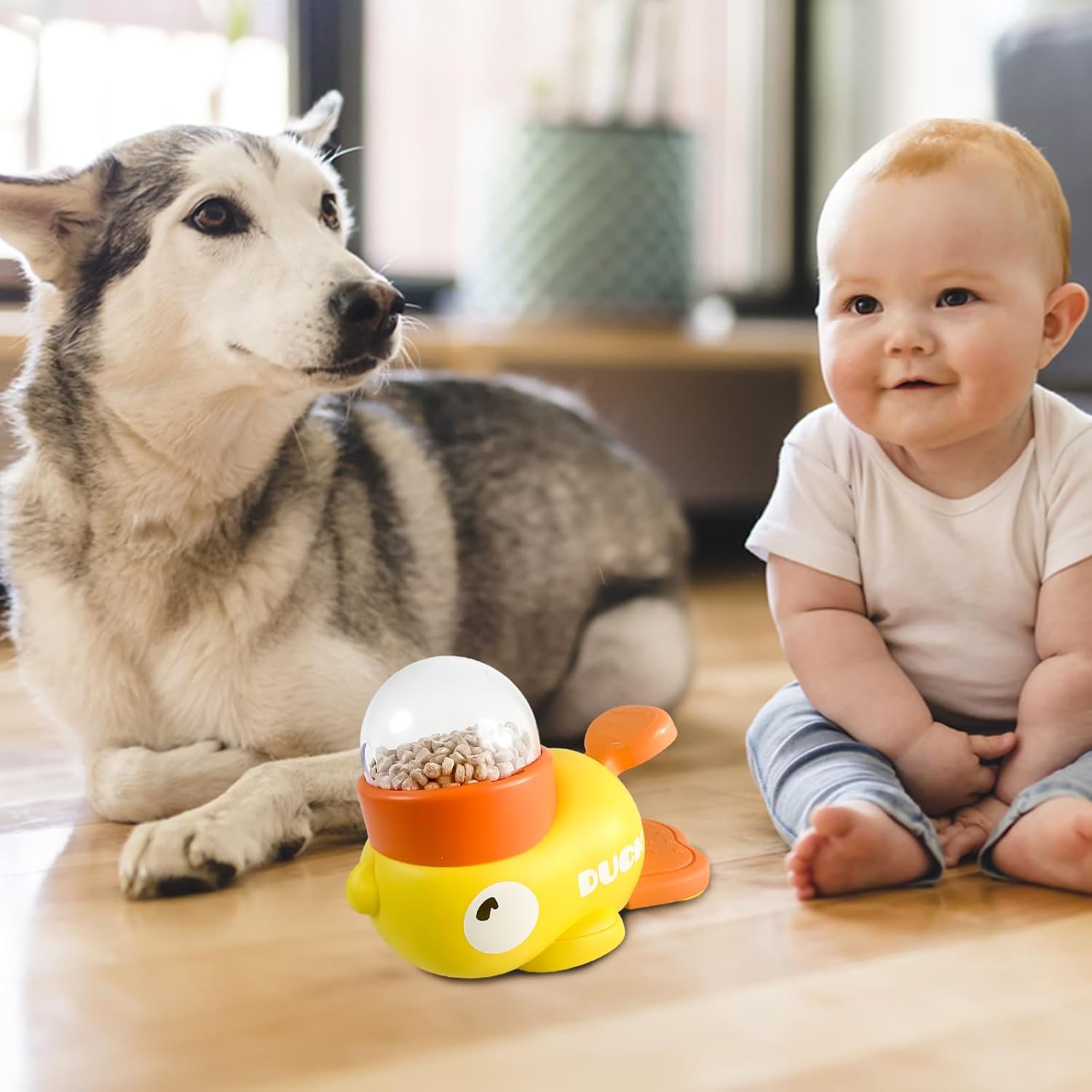 2-In-1 Interactive Slow Feeder Dog and Cat Slow Feeder Bowl Enrichment Toys Interactive Dog Toys Perfect for Small to Medium Puppy Duck-Shaped Puzzles Promotes IQ Training, Reduces Bloating