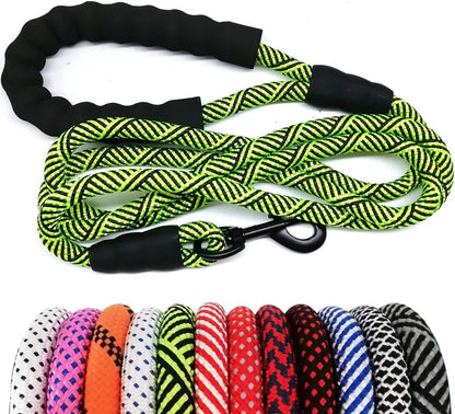 Heavy Duty Rope Dog Leash, 6 FT Nylon Pet Leash, Soft Padded Handle Thick Lead Leashes for Large Medium Dogs (Orange, 1/2" X 6Ft)