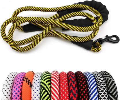 Heavy Duty Rope Dog Leash, 6 FT Nylon Pet Leash, Soft Padded Handle Thick Lead Leashes for Large Medium Dogs (Orange, 1/2" X 6Ft)