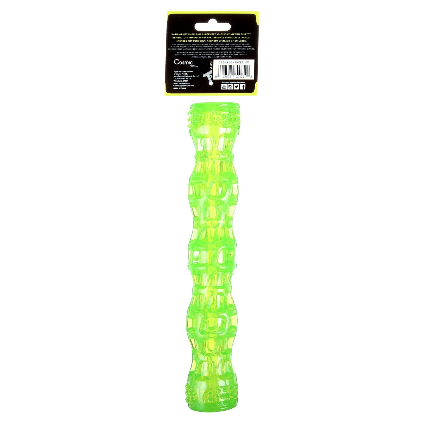 Dura-Squeaks Durable Non-Toxic TPR Bouncing Super Squeaky Dog Toy, Large Stick, Green