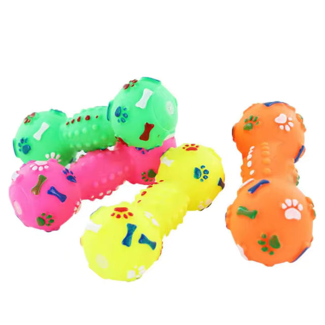 Pups & Pets Interactive Dog Toys – Dumbbell & Paw Ball  with Squeaker