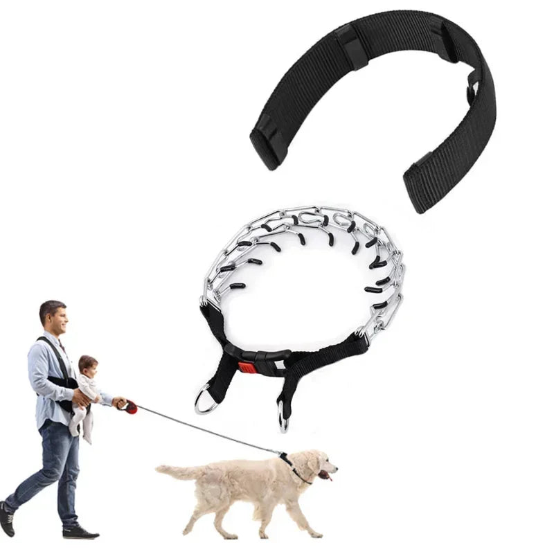 Professional Dog Training Prong Collar with Quick Release Buckle and Nylon Cover