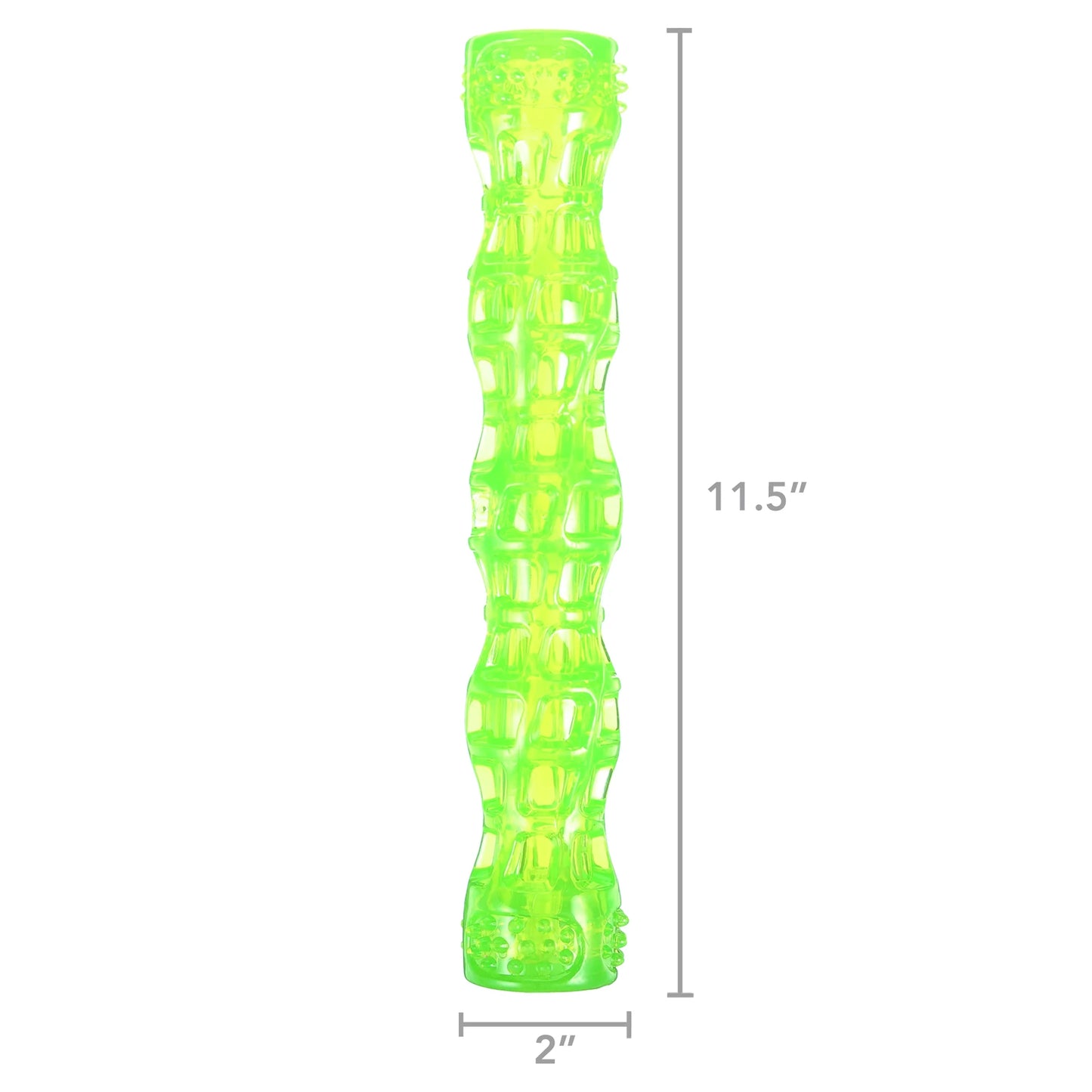 Dura-Squeaks Durable Non-Toxic TPR Bouncing Super Squeaky Dog Toy, Large Stick, Green